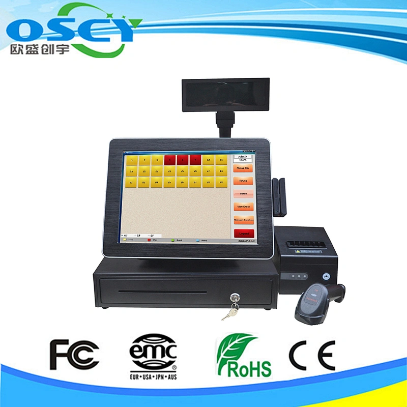 15 inch arm pos terminal pos system with card skimmer
