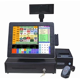 cash pos touch screen 15inch cheap pos system with cashier box