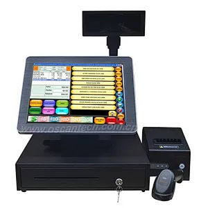 pos cashier machine 15 inch cash payment machine with thermic printer