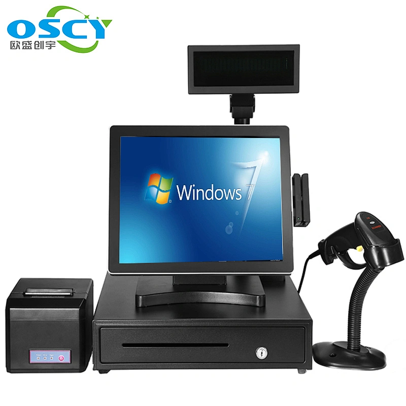 15 inch pos system touch screen linux pos terminal with printer