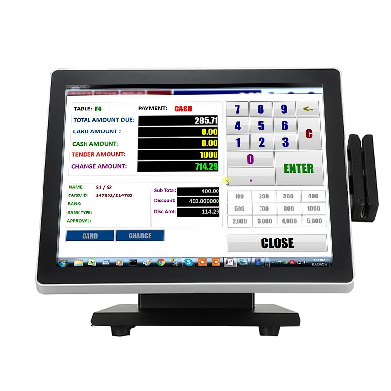 17 Inch all in one i3 i5 4300u TFT LCD touch screen pos cash register systems for medical place