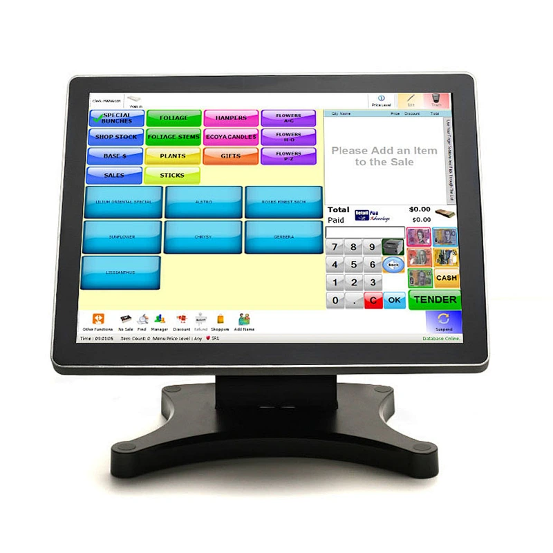 12 15 17 inch ture flat screen point of sale system with POS software for restaurant