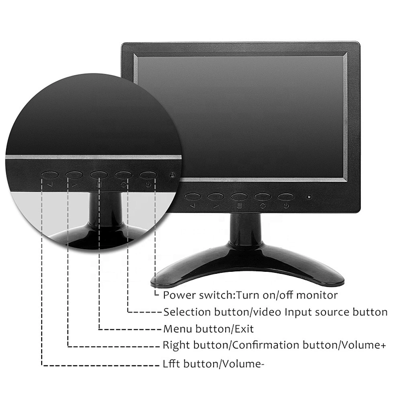 Portable 7 inch car lcd monitor/7 inch touch screen monitor with usb,hd,vga input