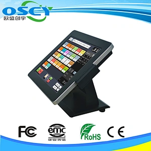 all in one pos terminal/ barebone pc 15 inch pos display with label printer