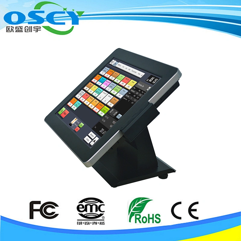 all in one pos terminal/ barebone pc 15 inch pos display with label printer