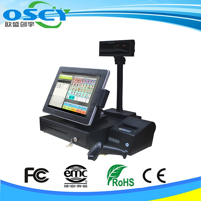 all in one tv pc computer 15 inch fiscal cash register/ wireless pos