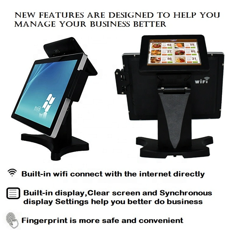 New Point Sale System 2 Screen Fingerprint Optional Built-in Wifi Terminal Cash Register All One Pos Systems