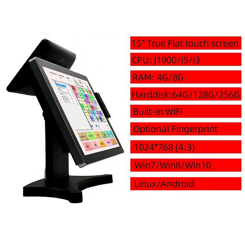 New Point Sale System 2 Screen Fingerprint Optional Built-in Wifi Terminal Cash Register All One Pos Systems