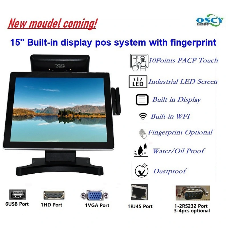 Restaurant/Supermarket 15 inch all in one touch screen POS system/POS terminal/Epos