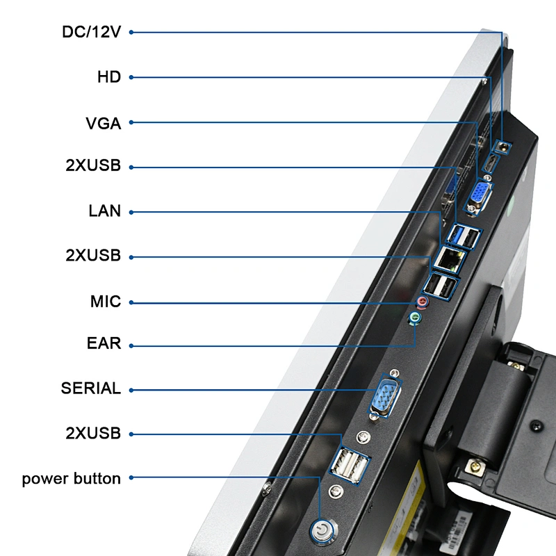 Top selling 15 inch touch screen pos built in WIFI windows original factory all in one dual display pos system