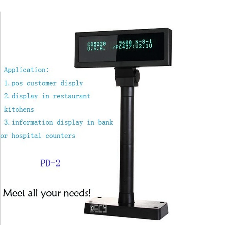Support Multiple Languages VFD POS Customer Display Not Touch Screen USB or RS232 with 20x2 Lines