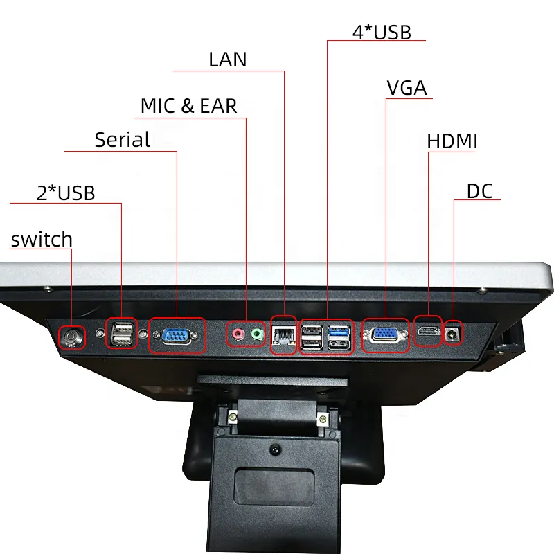 Built in 8 inch customer display pos system dual screen for restaurant and supermarket