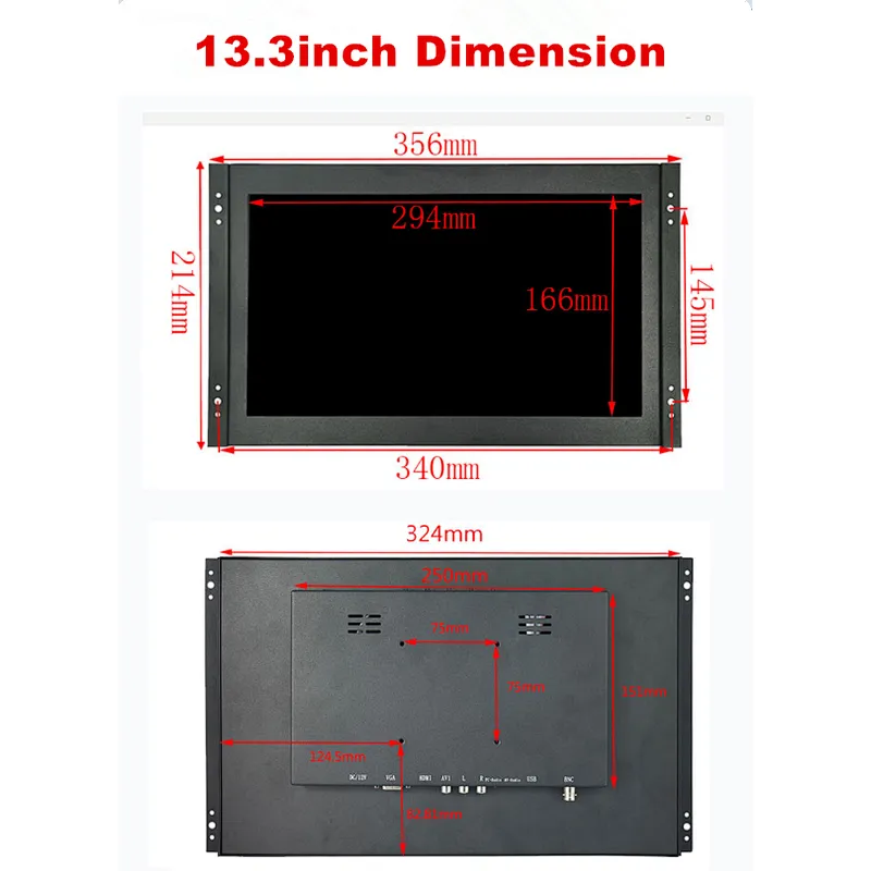 13.3 Inch open frame metal case 1920*1080 resolution lcd monitor for gaming