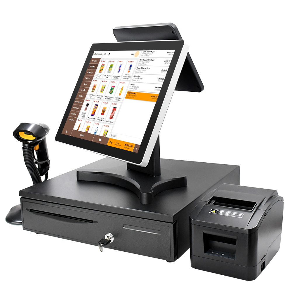 15inch pos 10inch customer display Touch Dual Screen terminal Restaurant Order Machine POS System