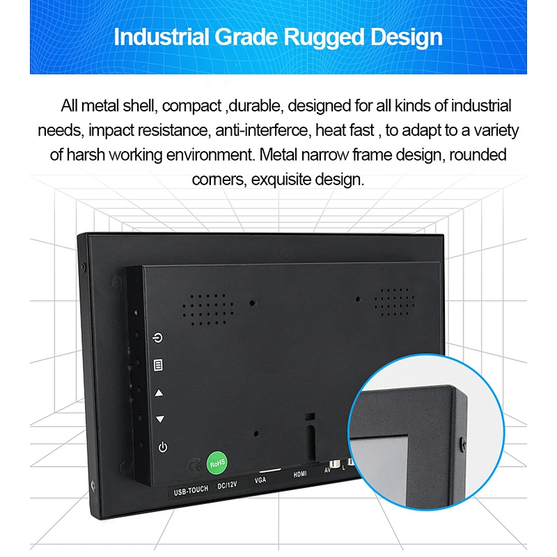 10 10.1 Inch Open Frame Touch Sreen Monitor Hdmi Metal Case Monitors