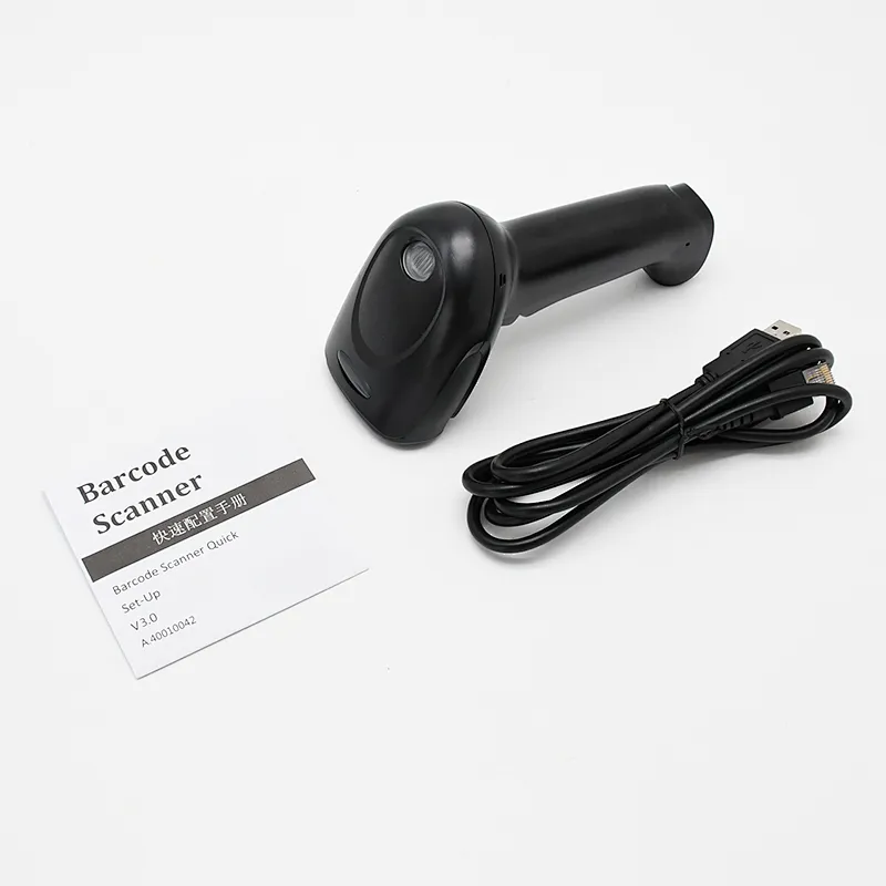Support ID number OCR recognition  2D wired barcode scanner  COMS barcode scanner with stand
