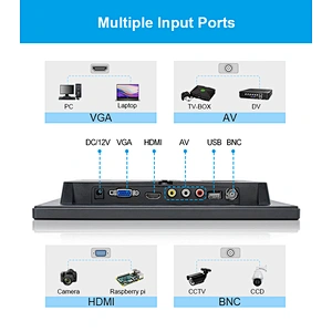 10 inch Industrial Touch Screen Monitor Tft Lcd Monitor With VGA BNC AV HDMI Input
