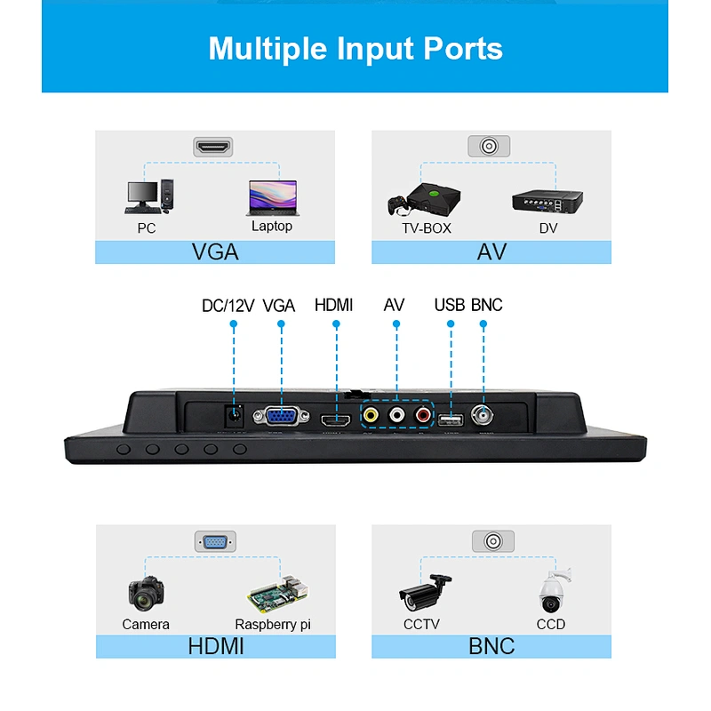Hot sale cheap small lcd av monitor 12v vga monitor tft monitor