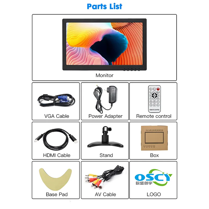 New product 13.3inch 16:9 widesrceen monitor with HDMI AV BNC VGA USB reader