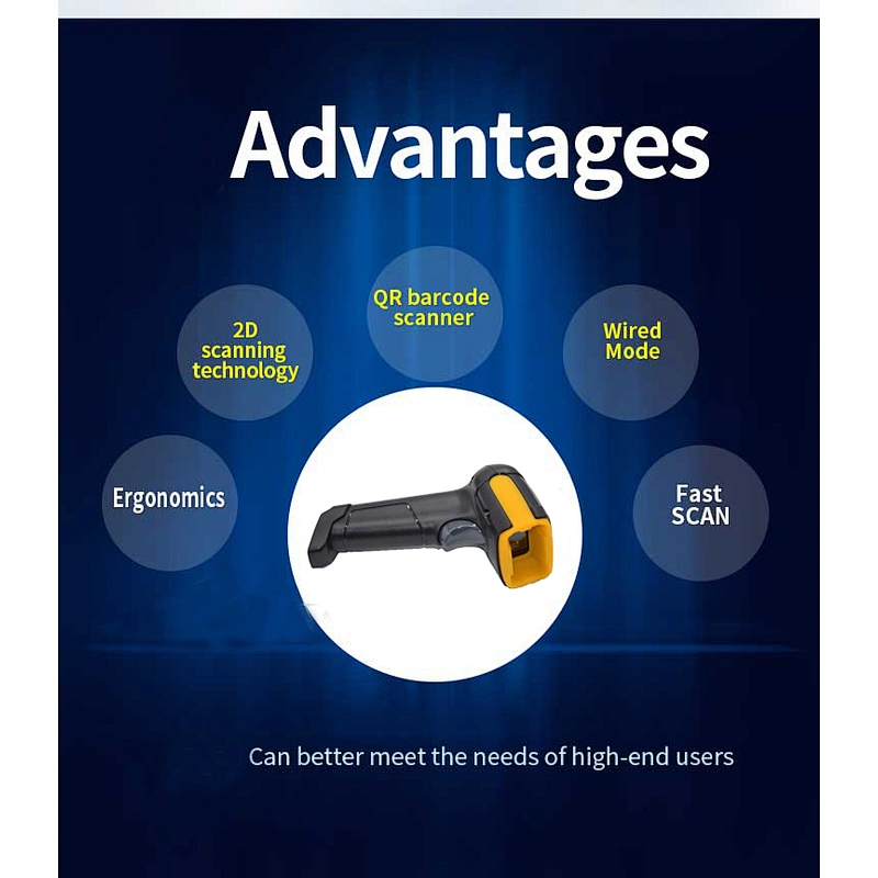Factory price 1D 2D QR Bar code Reader Scanners Handheld  Barcode Scanner Gun