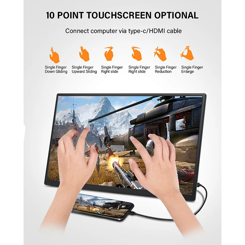 Cheap Monitor 15.6 Inch 18.5 Inch 1080p 1920x1080 Portable Usb Type-c Monitor for Smart Phone PS4 Laptop Mac