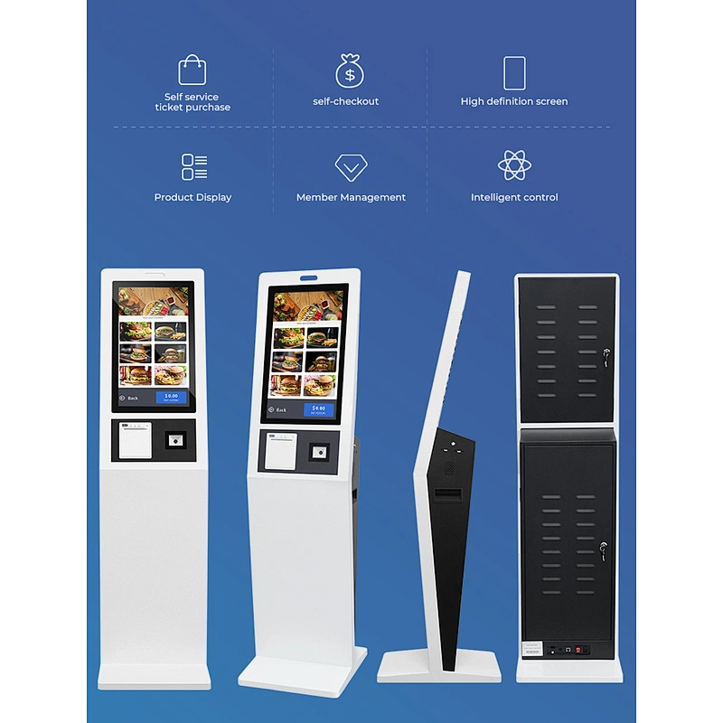 21.5/23.8/32 '' wall mounted kiosk touch screen self ordering kiosk printer self service payment kiosk for supermarket