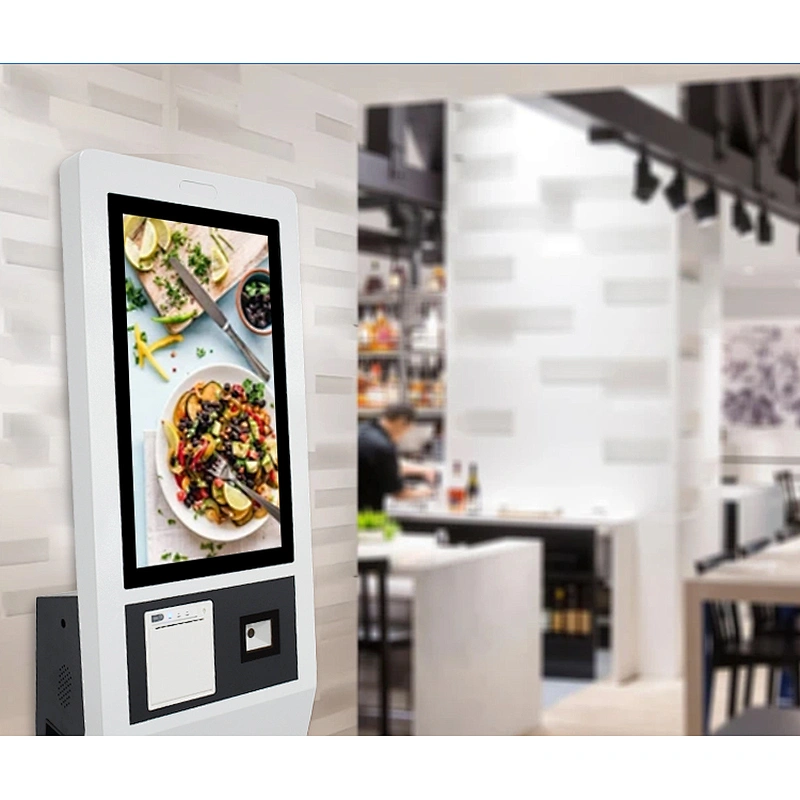 21.5/23.8/32 '' wall mounted kiosk touch screen self ordering kiosk printer self service payment kiosk for supermarket