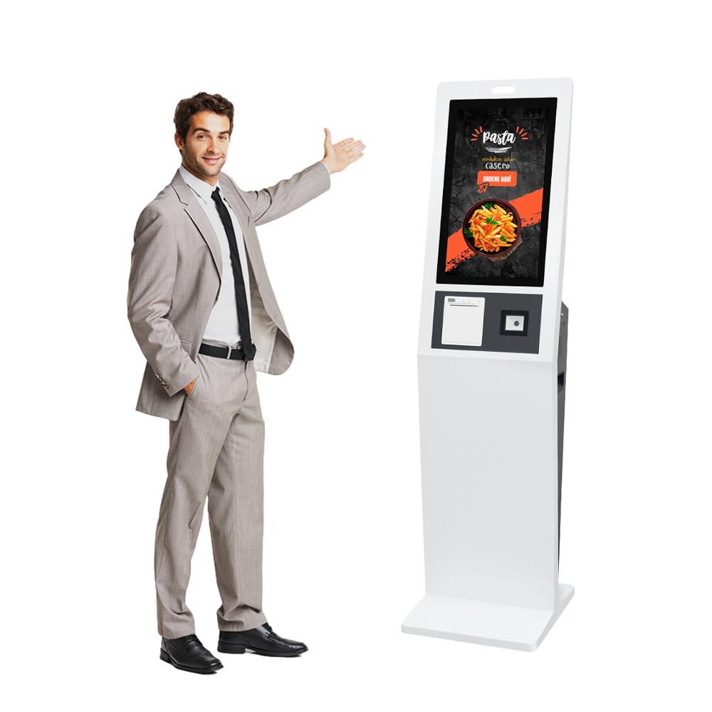21.5/23.8/32 '' wall mounted kiosk touch screen self ordering kiosk printer self service payment kiosk for supermarket