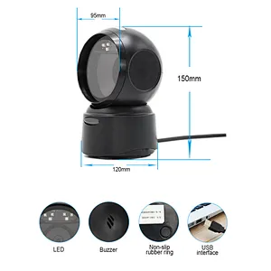 2D CODE Reader Image Desktop Barcode Scanner Reader Supermarket Library Pharmacy Retail Wired QR Code Scanner Black USB Stock