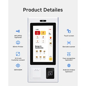 Self Service Payment Kiosk 21.5/ 27/ 32 Inch Touch Screen Self Ordering Restaurant Kiosk Software Self Checkout Payment Kiosk