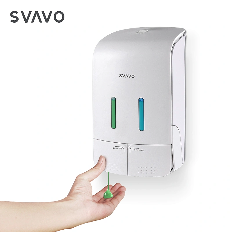 Wall mount Plastic ABS with refill bottles hand liquid soap dispenser PL-151052 for shampoo and shower gel dispenser