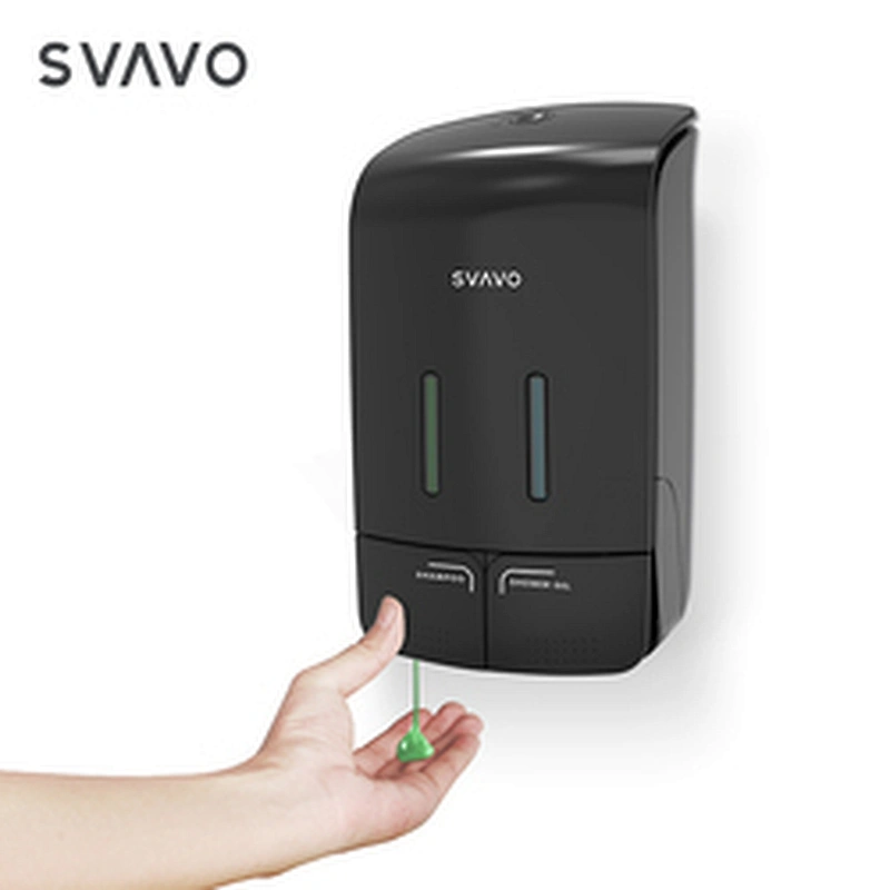 SVAVO Wall mounted Plastic ABS commercial Hotel toilet use manual liquid bottle shampoo dual soap dispensers