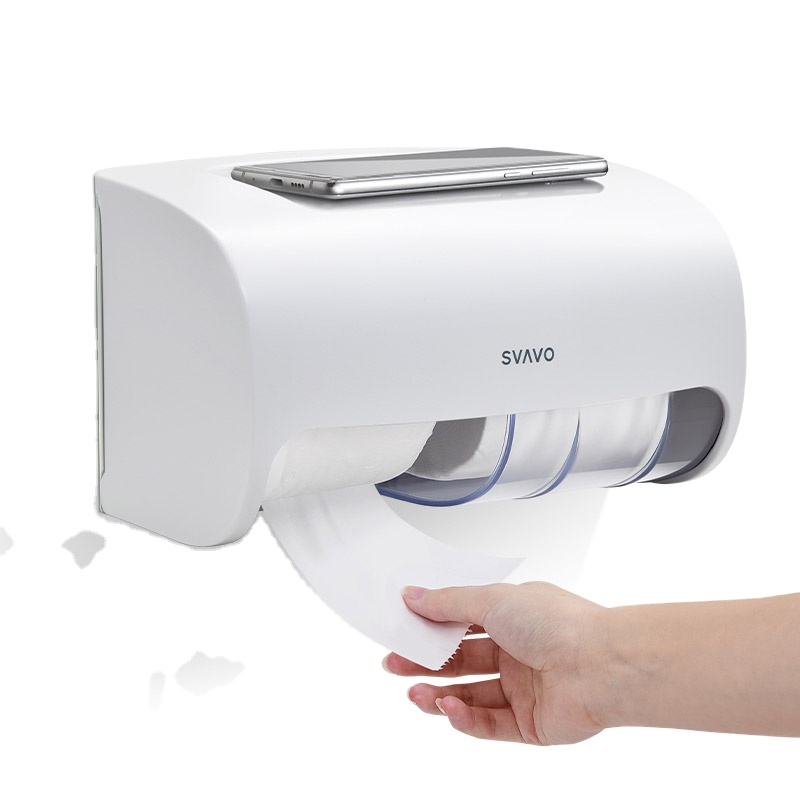 SVAVO Double Roll Refill Wall Mounted Toilet Tissue Paper Dispenser with phone holder