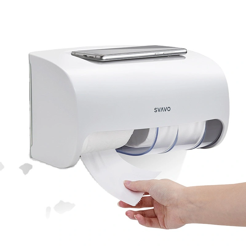 SVAVO Double Roll Refill Wall Mounted Toilet Tissue Paper Dispenser with phone holder