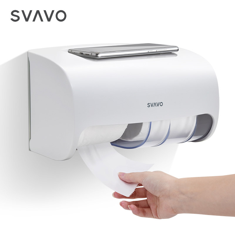 Commercial Bathroom phone holding wall mount Double Roll Tissue paper Holder Toilet Paper towel Dispenser