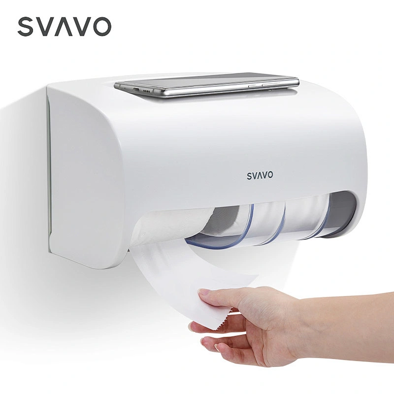 Commercial Bathroom phone holding wall mount Double Roll Tissue paper Holder Toilet Paper towel Dispenser