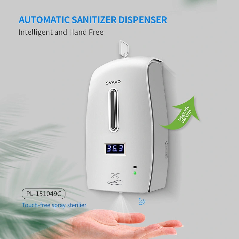 Custom Matte Black Automatic Soap Dispenser With Temperature checking Spray Alcohol Refillable Hand Sanitizer Dispenser