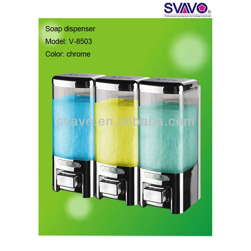 Wall-mounted Manual Soap Dispenser Plastic with Three Chamber V-8503