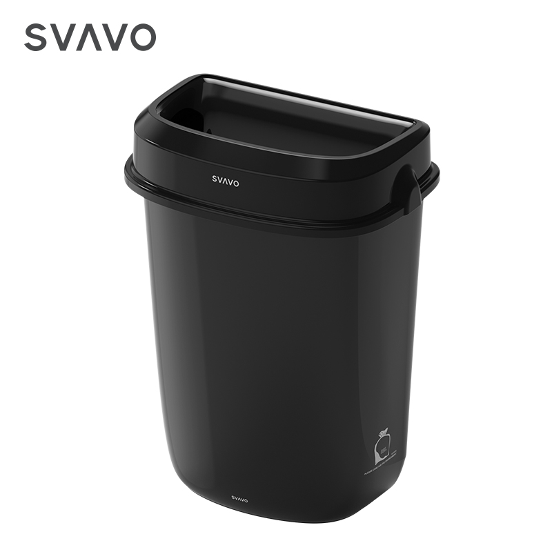 32L Household Hotel Kitchen Fire Retardant Plastic Recycling Garbage Container Black Trash Can Cabinet Waste Bin
