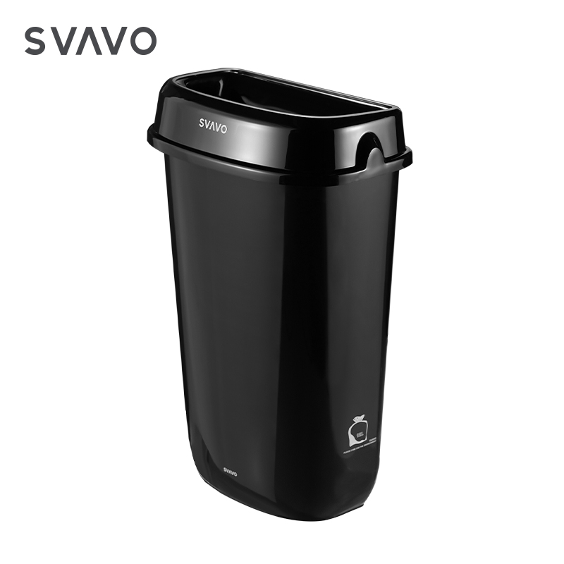 SVAVO Superior Quality 12L PP Black Plastic Dustbin Rubber Outdoor Waste Bin