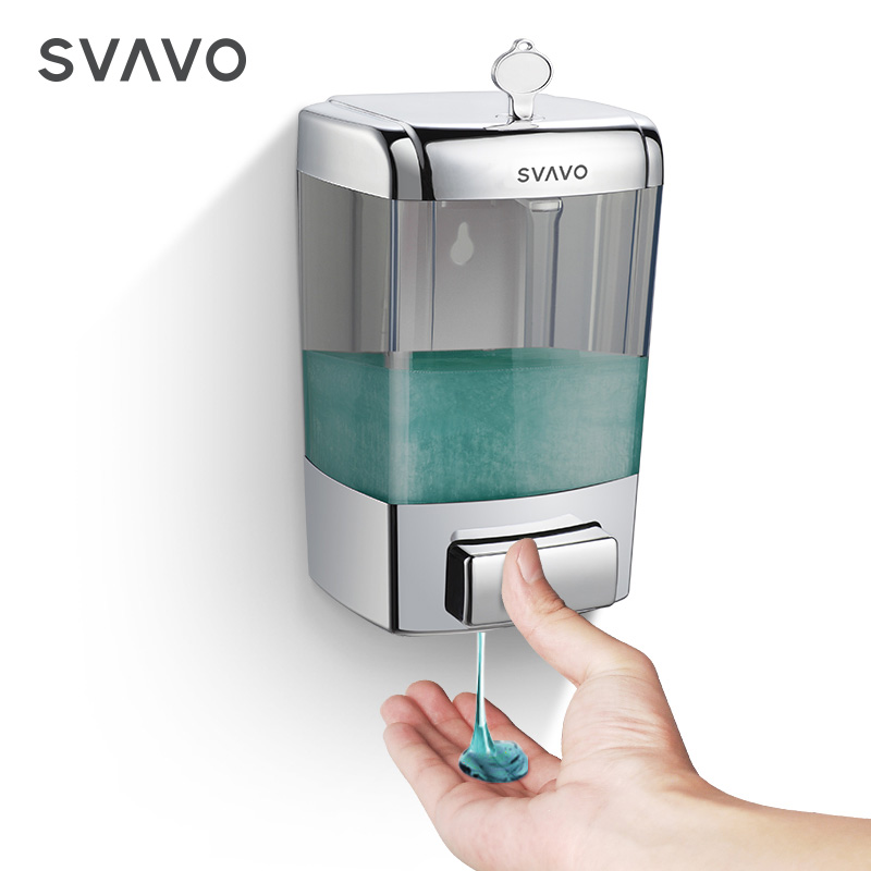 ABS Plastic Chrome Plated 700ml Manual Liquid Soap Dispenser Shampoo Dispenser