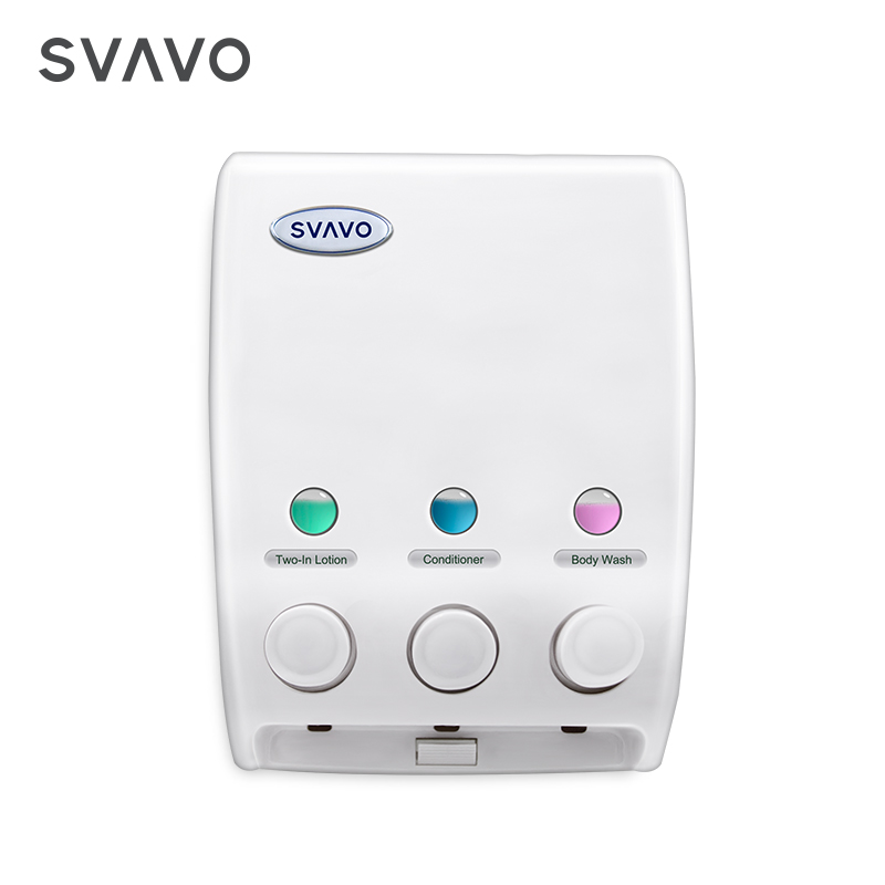 SVAVO Sanitary Hotel Rooms Manual Triple Wall Mount Liquid Soap Dispenser