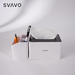 Desktop Remote Control ABS Rectangular Plastic Tissue Box Organizer Storage Box With Lid