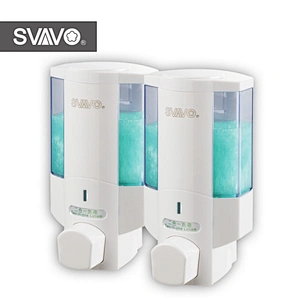 Wall mount plastic dual pump double head manual shampoo conditioner soap dispenser