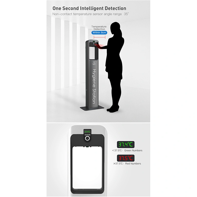 SVAVO Automatic Touchless hand sanitizer spray dispenser Temperature Alarm Function with  for alcohol station 5L with key lock