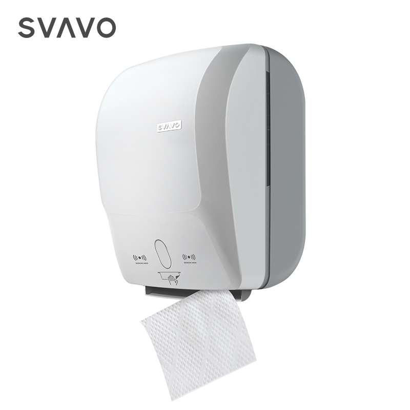 Wall mounted commercial plastic bathroom tissue touchless auto cut hand paper dispenser