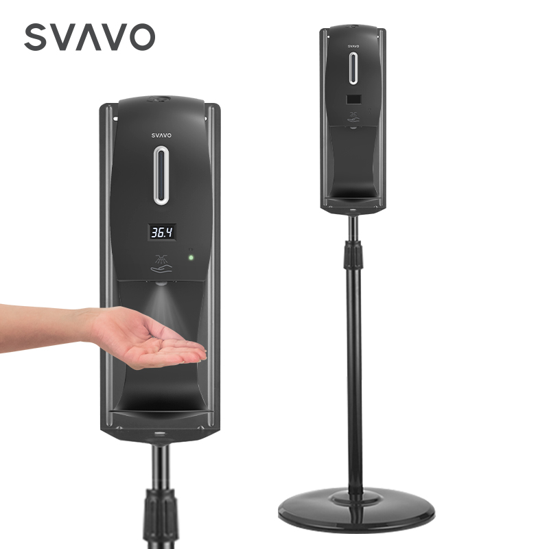 SVAVO Hotel Hospital Office School Shopping mall lobby wall mounted floor stand 1000ml Automatic spray dispenser Thermometer