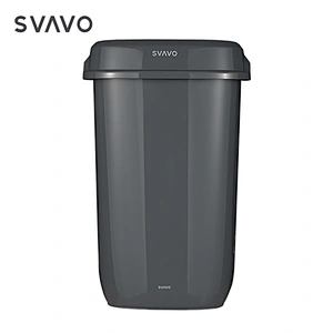 SVAVO Superior Quality 12L PP Black Plastic Dustbin Rubber Outdoor Waste Bin