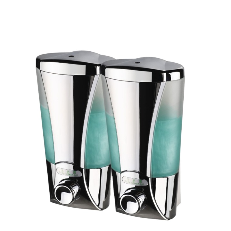 SVAVO Wall Mounted Wholesale Shampoo Shower Gel Double Soap Dispenser ABS Plastic Manual for Hotel Bathroom