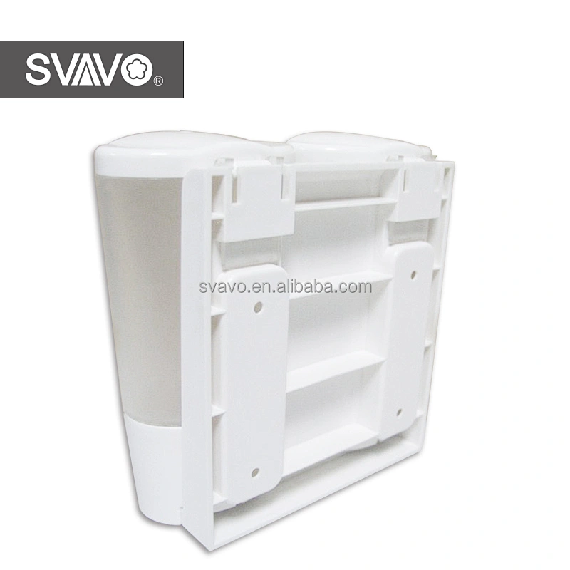 SVAVO Wall Mounted Wholesale Shampoo Shower Gel Double Soap Dispenser ABS Plastic Manual for Hotel Bathroom